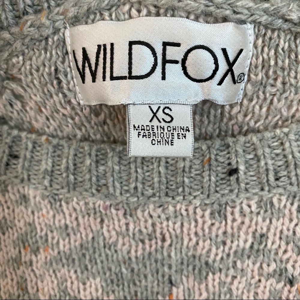 Wildfox Gray Knit Distressed Crewneck Sweater - Picture 3 of 5